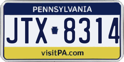 PA license plate JTX8314
