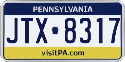 PA license plate JTX8317