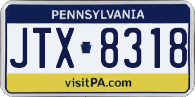 PA license plate JTX8318