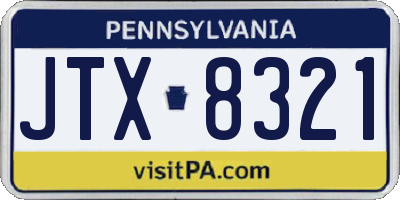 PA license plate JTX8321
