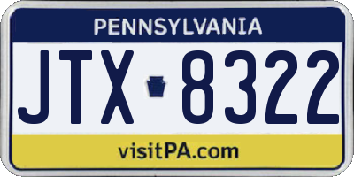 PA license plate JTX8322