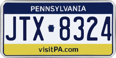 PA license plate JTX8324