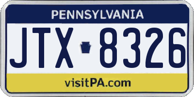 PA license plate JTX8326