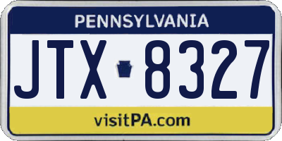 PA license plate JTX8327