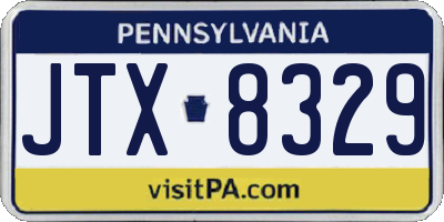 PA license plate JTX8329