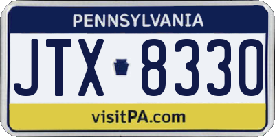 PA license plate JTX8330