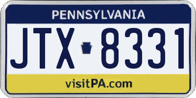 PA license plate JTX8331