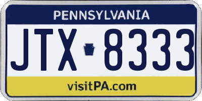 PA license plate JTX8333