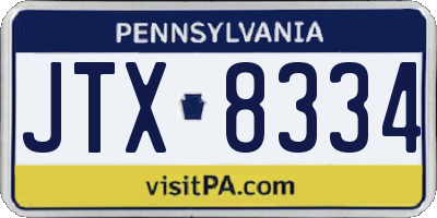 PA license plate JTX8334