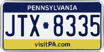 PA license plate JTX8335