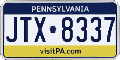 PA license plate JTX8337