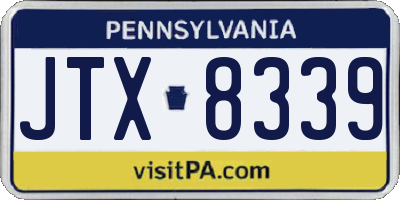 PA license plate JTX8339