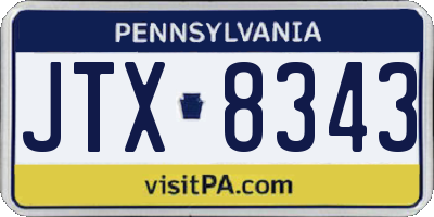 PA license plate JTX8343
