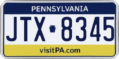 PA license plate JTX8345