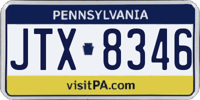 PA license plate JTX8346