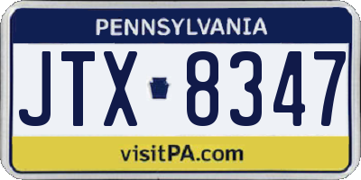 PA license plate JTX8347
