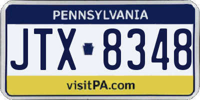 PA license plate JTX8348