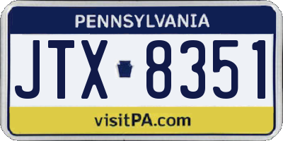 PA license plate JTX8351