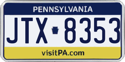 PA license plate JTX8353