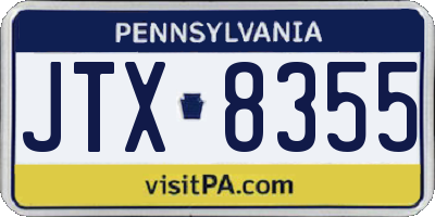 PA license plate JTX8355