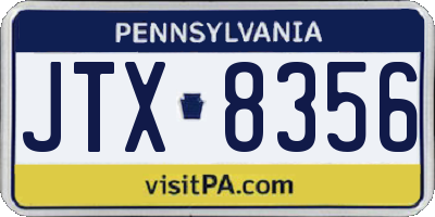 PA license plate JTX8356