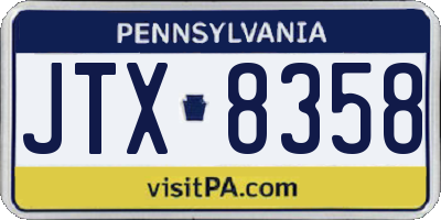 PA license plate JTX8358