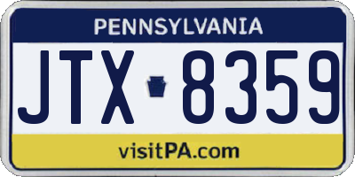 PA license plate JTX8359