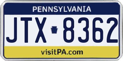PA license plate JTX8362