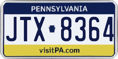 PA license plate JTX8364