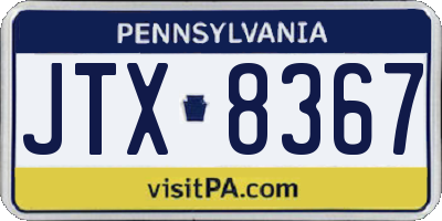 PA license plate JTX8367
