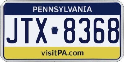 PA license plate JTX8368