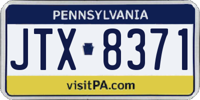 PA license plate JTX8371