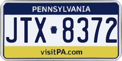 PA license plate JTX8372