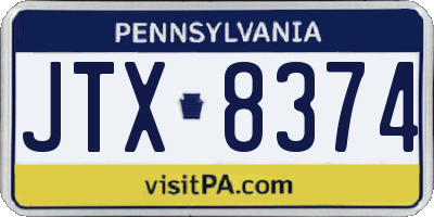 PA license plate JTX8374