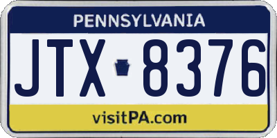 PA license plate JTX8376