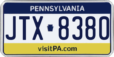 PA license plate JTX8380