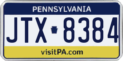 PA license plate JTX8384