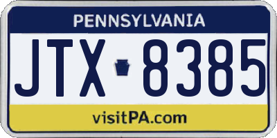 PA license plate JTX8385