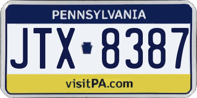 PA license plate JTX8387