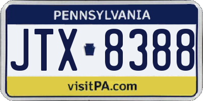 PA license plate JTX8388