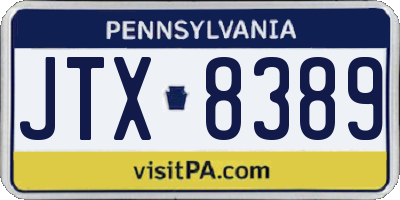 PA license plate JTX8389