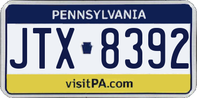 PA license plate JTX8392