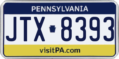 PA license plate JTX8393