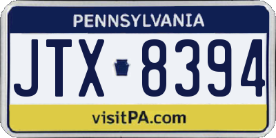 PA license plate JTX8394