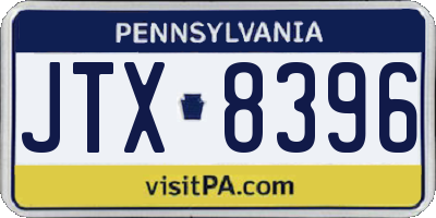 PA license plate JTX8396