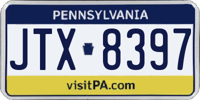 PA license plate JTX8397