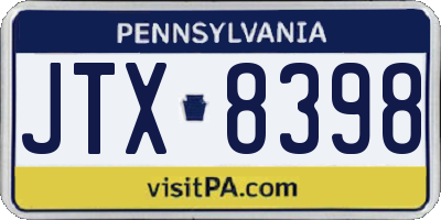 PA license plate JTX8398