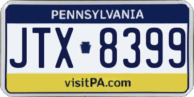 PA license plate JTX8399