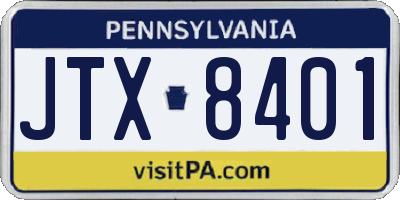 PA license plate JTX8401