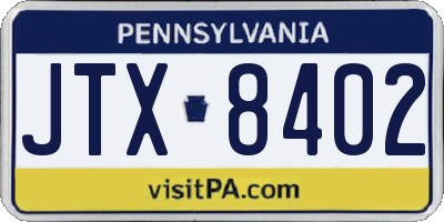 PA license plate JTX8402